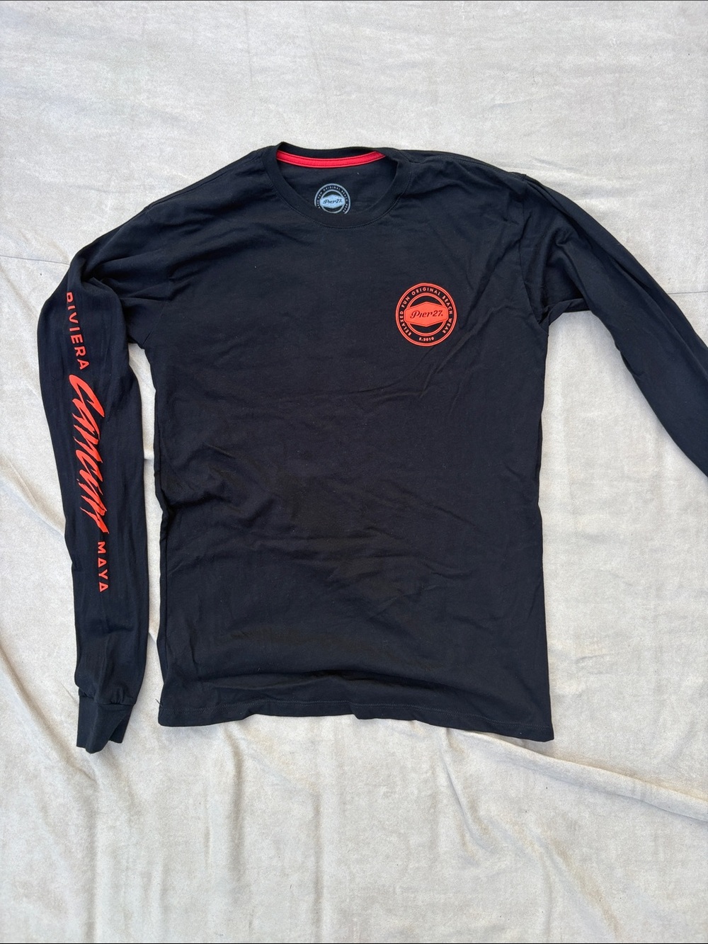 🏝️Pier 27 Caribbean Life Black Long-Sleeve Graphic Men Shirt Neon Accents Beach